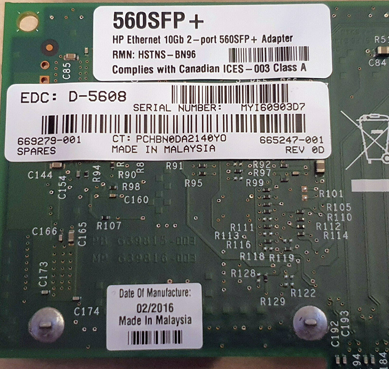 HPE 560SFP 2x 10GbE Dual Port SFP+ Intel X520-DA2 669279-001