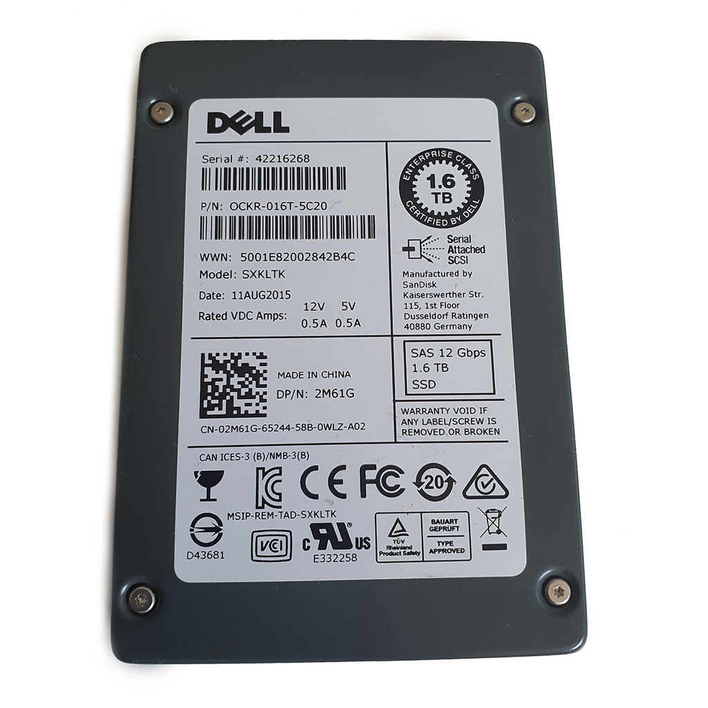 DELL 1.6TB EMLC SAS III 2.5"  MULTI LEVEL SSD 12Gbps DP/N 2M61G