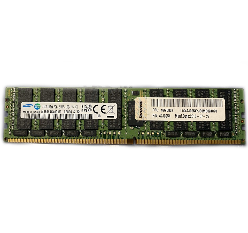 32GB Samsung RAM PC4-17000P LRDIMM DDR4-2133 M386A4G40DM0-CPB IBM P/N: 47J0254 FRU: 46W0802